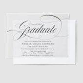 Elegant Black Script Graduation Party Vellum Uitnodigingen (Offset)