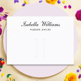 Elegant Black Script Hair Clip Display Kaart Visitekaartje