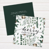 Elegant Black Script Magnolia Eucalyptus Greenery Feestdagenkaart