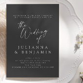 Elegant Black Script Minimalist Classic Wedding Kaart