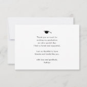 Elegant Black Script Minimalist Photo Afstuderen Bedankkaart (Achterkant)