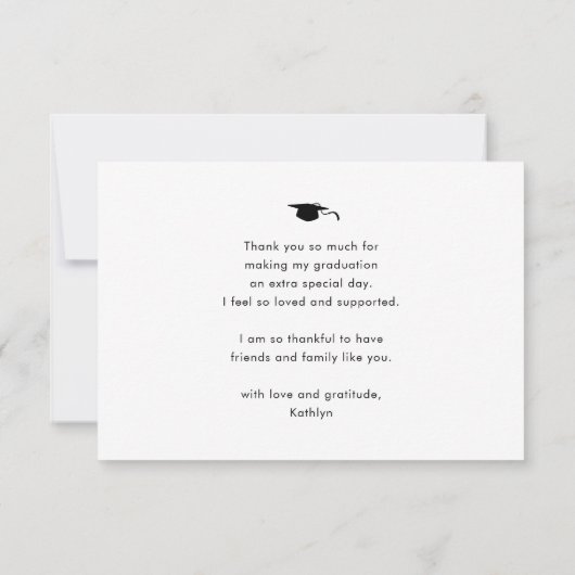 Elegant Black Script Minimalist Photo Afstuderen Bedankkaart (Achterkant)