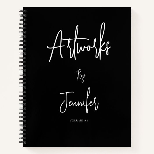 Elegant Black Script Name Artwork Sketchbook Notitieboek (Voorkant)