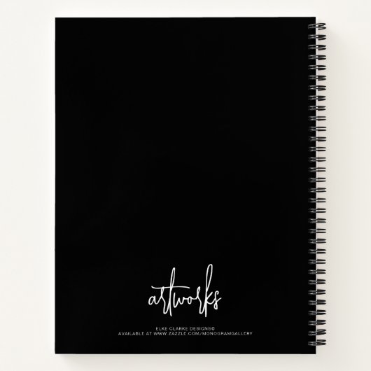 Elegant Black Script Name Artwork Sketchbook Notitieboek (Achterkant)