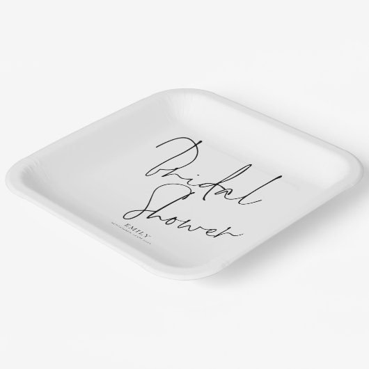 Elegant Black Script Name Vrijgezellenfeest Papieren Bordje (Gebogen)