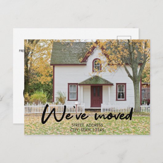 Elegant Black Script New House Warming Photo Aankondigingskaart (Voorkant / Achterkant)