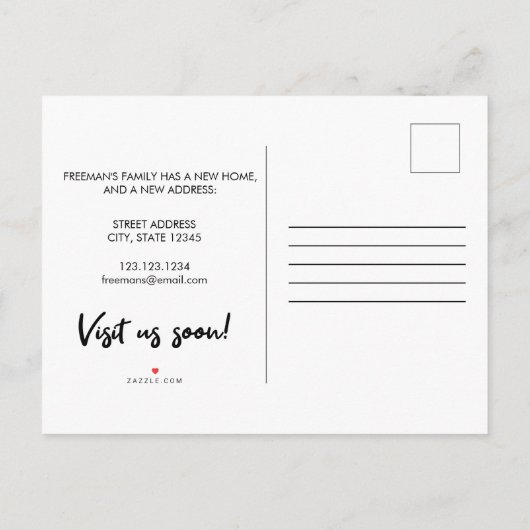 Elegant Black Script New House Warming Photo Aankondigingskaart (Achterkant)