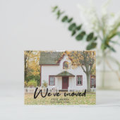 Elegant Black Script New House Warming Photo Aankondigingskaart (Staand voorkant)