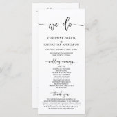Elegant Black Script, Ons Wedding Ceremonieprogram Programmakaart (Voorkant / Achterkant)