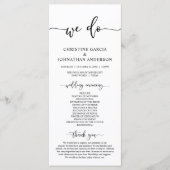 Elegant Black Script, Ons Wedding Ceremonieprogram Programmakaart (Voorkant)