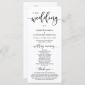 Elegant Black Script, onze huwelijksceremonie Programmakaart (Voorkant / Achterkant)