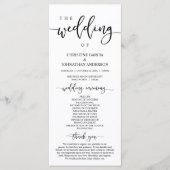 Elegant Black Script, onze huwelijksceremonie Programmakaart (Voorkant)