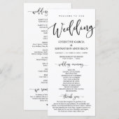 Elegant Black Script, onze huwelijksceremonie Programmakaart (Voorkant / Achterkant)