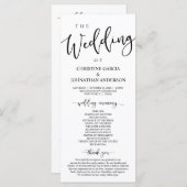 Elegant Black Script, onze huwelijksceremonie Programmakaart (Voorkant / Achterkant)