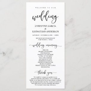 Elegant Black Script, onze huwelijksceremonie Programmakaart