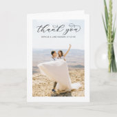 Elegant Black Script Personalized Weddenfoto Bedankkaart (Voorkant)