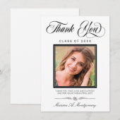 Elegant Black Script Photo Afstuderen Bedankkaart (Voorkant / Achterkant)