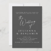 Elegant Black Script Photo Classic Wedding Kaart (Voorkant)