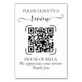 Elegant Black Script QR Code Business Review Kaart (Achterkant)