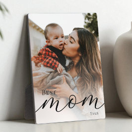 Elegant Black Script Simple Best Mom Ever Photo Fotoplaat