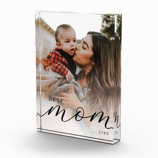 Elegant Black Script Simple Custom Best Mom Ever Fotoblokken (Rechts)