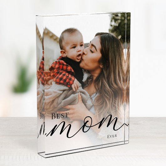 Elegant Black Script Simple Custom Best Mom Ever Fotoblokken