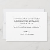 Elegant Black Script Specialized 3 Photo Wedding Bedankkaart (Achterkant)