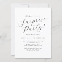 Elegant Black Script Surprise Party