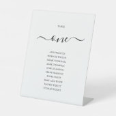 Elegant Black Script Table Number (Zitdiagram) Reclamebord Met Voetstuk (Voorkant)