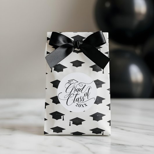 Elegant Black Script Typografisch Afstudeerder Pet Ronde Sticker