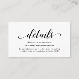 Elegant Black Script, Weddenschap Website - Gegeve Informatiekaartje