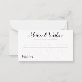 Elegant Black Script Wedding Advice & Wishes Kaart