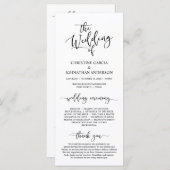 Elegant Black Script, Wedding Ceremonie Programmakaart (Voorkant / Achterkant)
