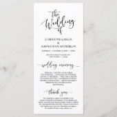 Elegant Black Script, Wedding Ceremonie Programmakaart (Voorkant)