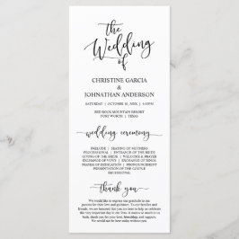 Elegant Black Script, Wedding Ceremonie Programmakaart
