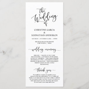 Elegant Black Script, Wedding Ceremonie Programmakaart