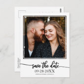Elegant Black Script Wedding Save the Date Photo Briefkaart (Voorkant / Achterkant)