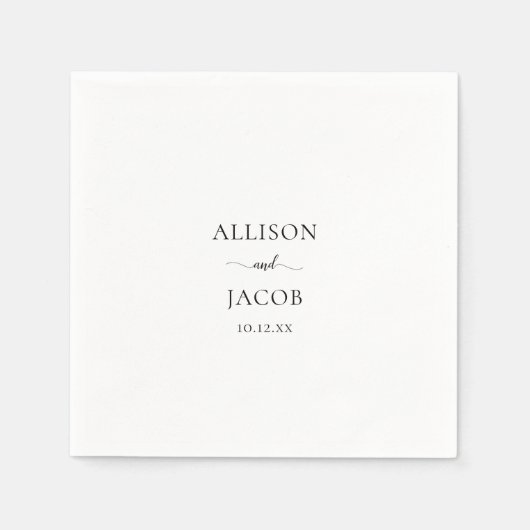 Elegant Black Script Wedding Servet (Voorkant)