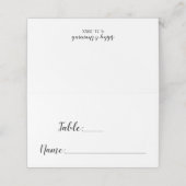 Elegant Black Script Wedding Table Number (Zitplaa Plaatskaartje (Buitenkant ongevouwen)