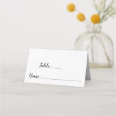 Elegant Black Script Wedding Table Number (Zitplaa Plaatskaartje (Voorkant)