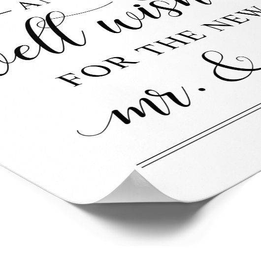 Elegant Black Script Wedding Well Wishes Poster (Hoek)
