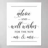 Elegant Black Script Wedding Well Wishes Poster (Voorkant)