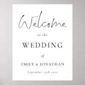 Elegant Black Script White Welcome to Wedding Poster (Voorkant)