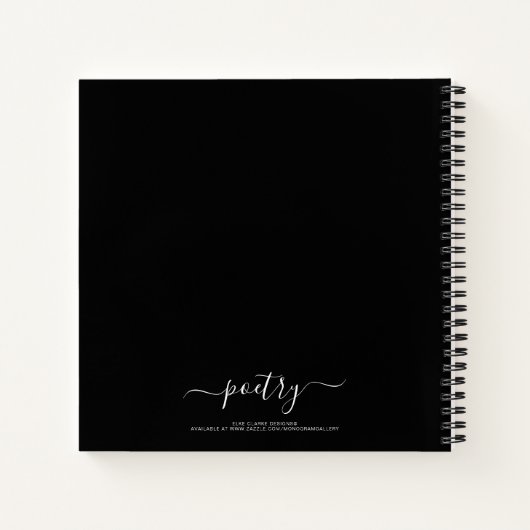 Elegant Black Script Your Name Poetry Notitieboek (Achterkant)