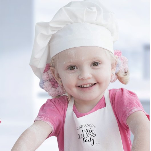 Elegant Black Scripted Little Boss Lady Add Name Kinder Schort