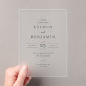 Elegant Black Serif Wedding Invitation Acryl Uitnodigingen (Insitu (Draagbaar))