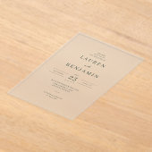 Elegant Black Serif Wedding Invitation Acryl Uitnodigingen (Laagn)