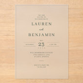 Elegant Black Serif Wedding Invitation Acryl Uitnodigingen (Voorkant)