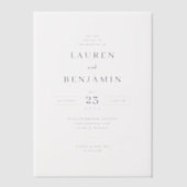 Elegant Black Serif Wedding Invitation Vellum Uitnodigingen (Voorkant)