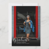 Elegant Black Shadow 3 Casual Photo Afstuderen Kaart (Voorkant)